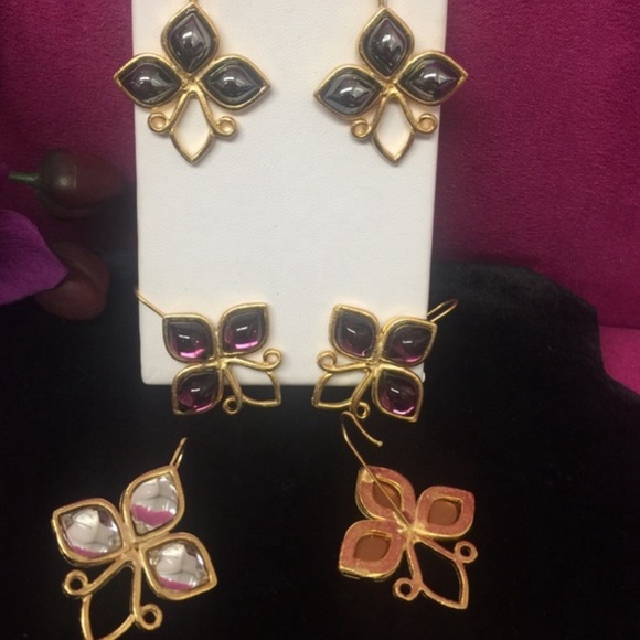 Three Stone Cabochon Earrings-Available in lots of colors-Boutique - Picture 3 of 3